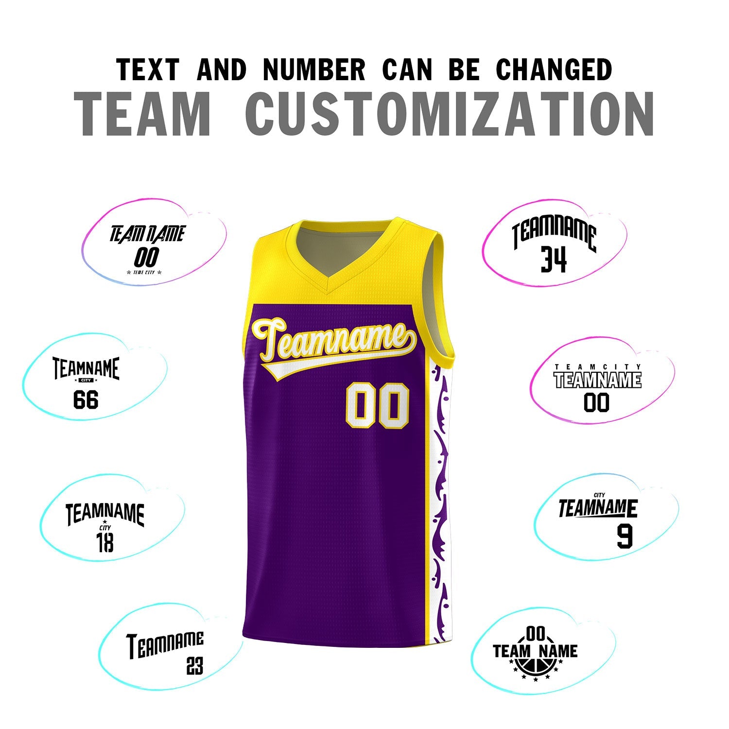 Custom Purple Side Pattern Sports Uniform Basketball Jersey