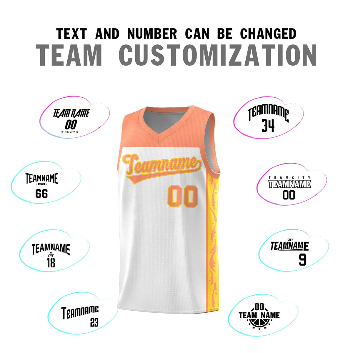 Custom White Side Pattern Sports Uniform Basketball Jersey