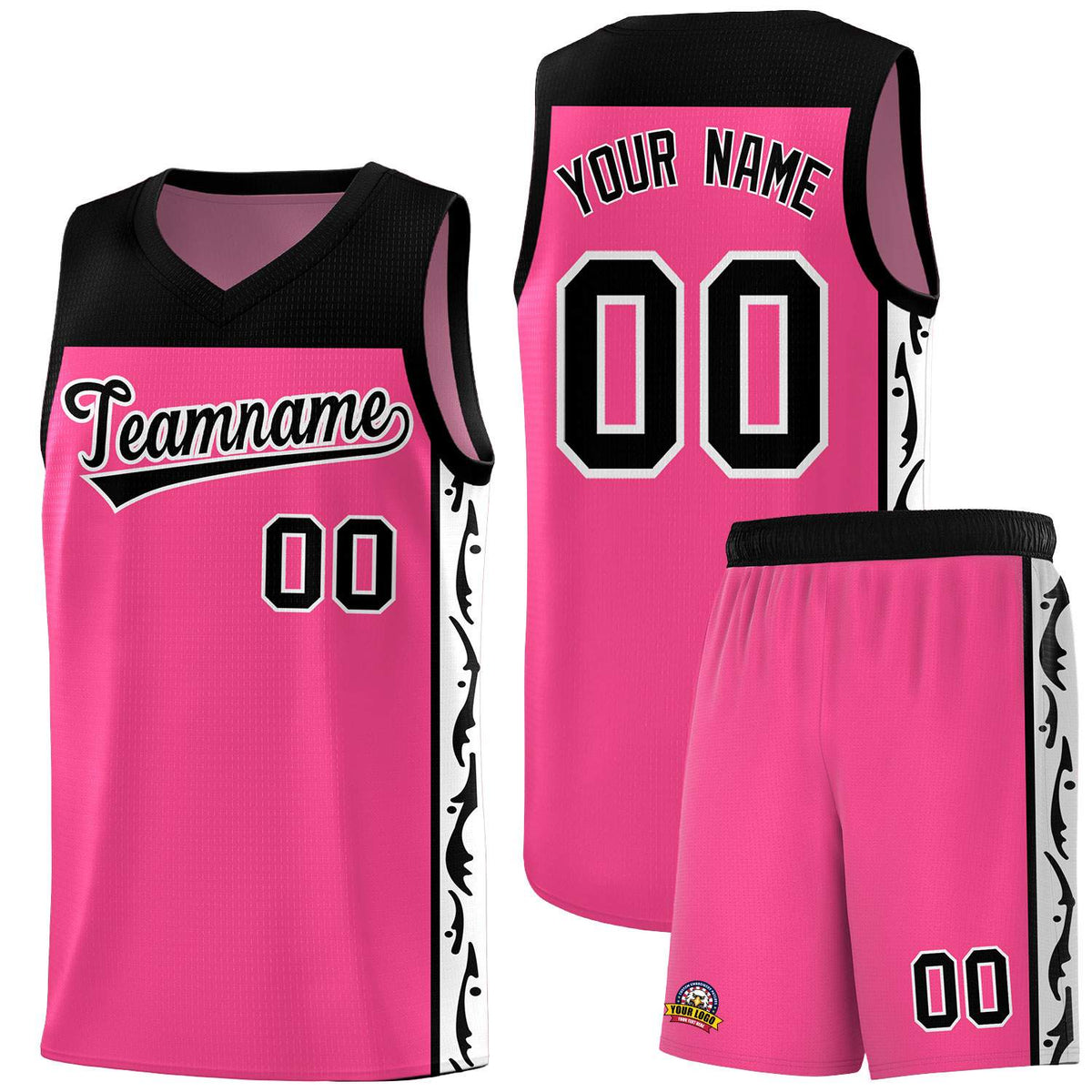 Custom Pink Side Pattern Sports Uniform Basketball Jersey