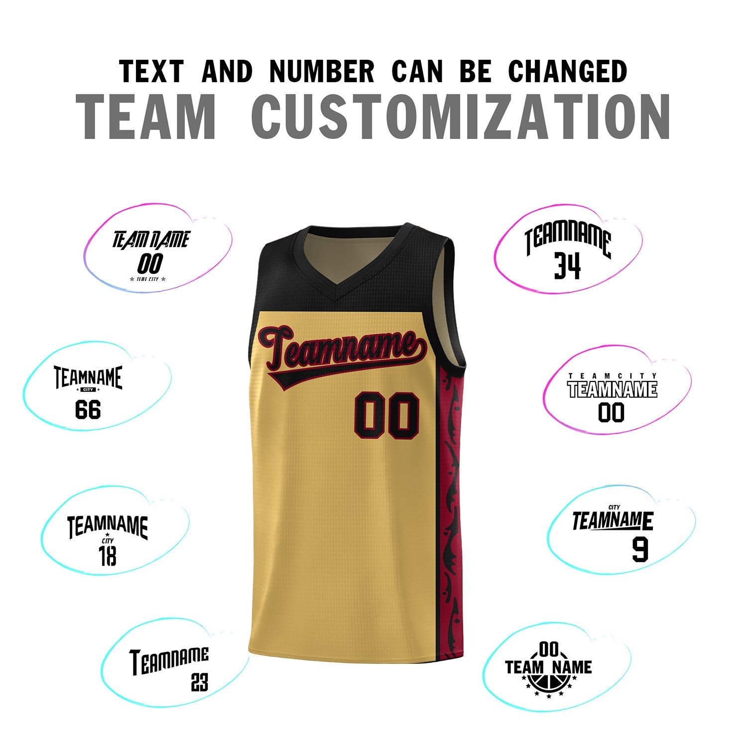 Custom Old Gold Side Pattern Sports Uniform Basketball Jersey