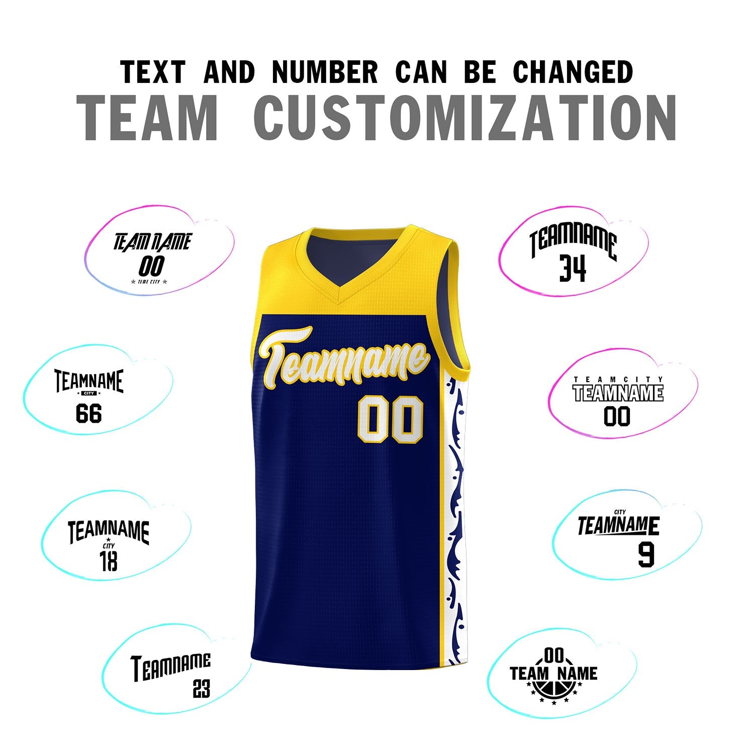 Custom Navy Side Pattern Sports Uniform Basketball Jersey