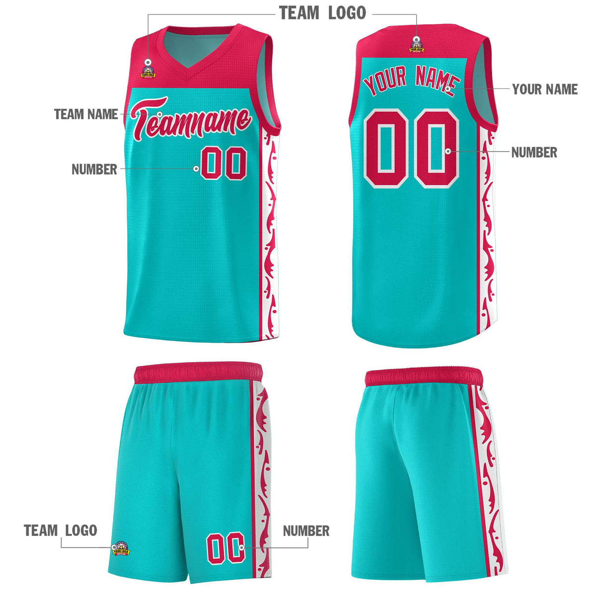 Custom Bright Green Side Pattern Sports Uniform Basketball Jersey