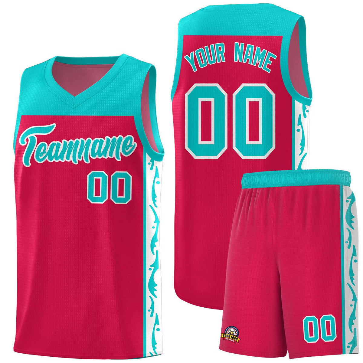 Custom Red Side Pattern Sports Uniform Basketball Jersey