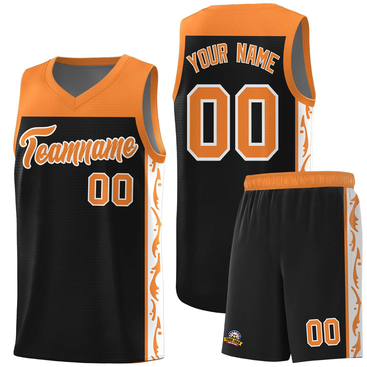Custom Black Side Pattern Sports Uniform Basketball Jersey