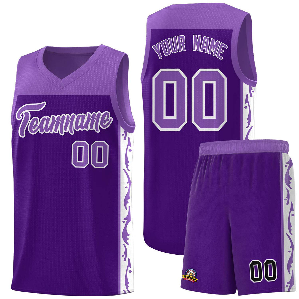 Custom Purple Side Pattern Sports Uniform Basketball Jersey