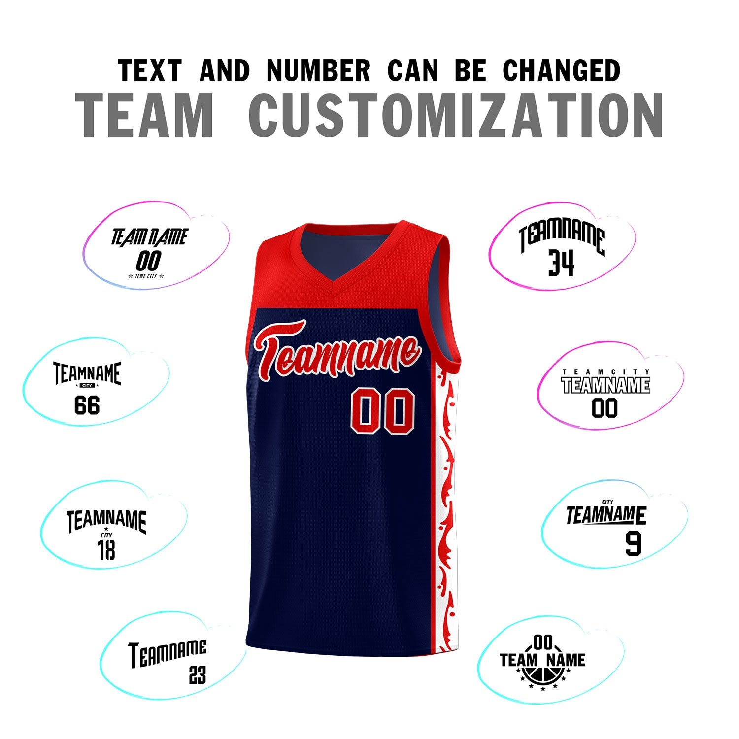 Custom Navy Side Pattern Sports Uniform Basketball Jersey
