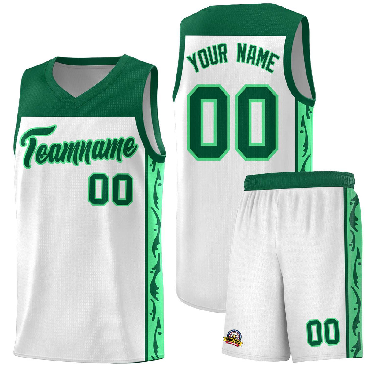 Custom White Side Pattern Sports Uniform Basketball Jersey