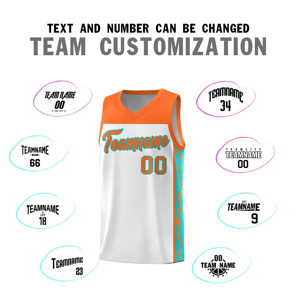 Custom White Side Pattern Sports Uniform Basketball Jersey