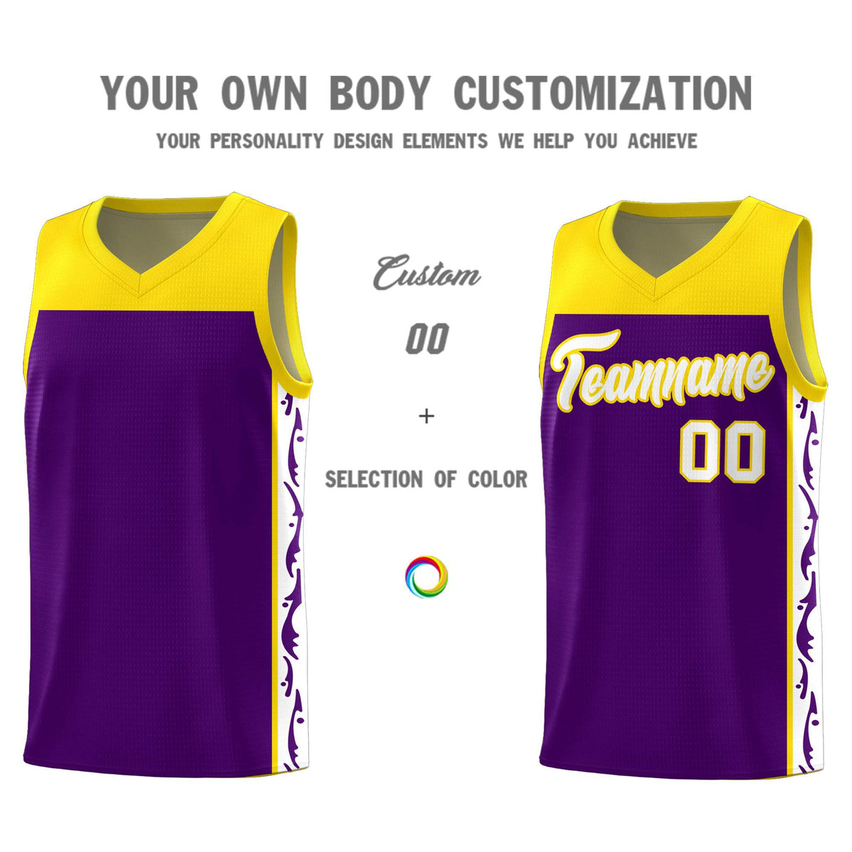 Custom Purple Side Pattern Sports Uniform Basketball Jersey