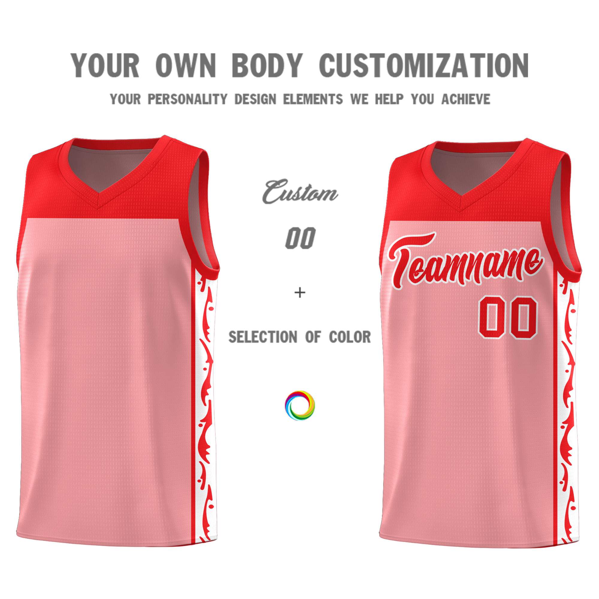 Custom Pink Side Pattern Sports Uniform Basketball Jersey