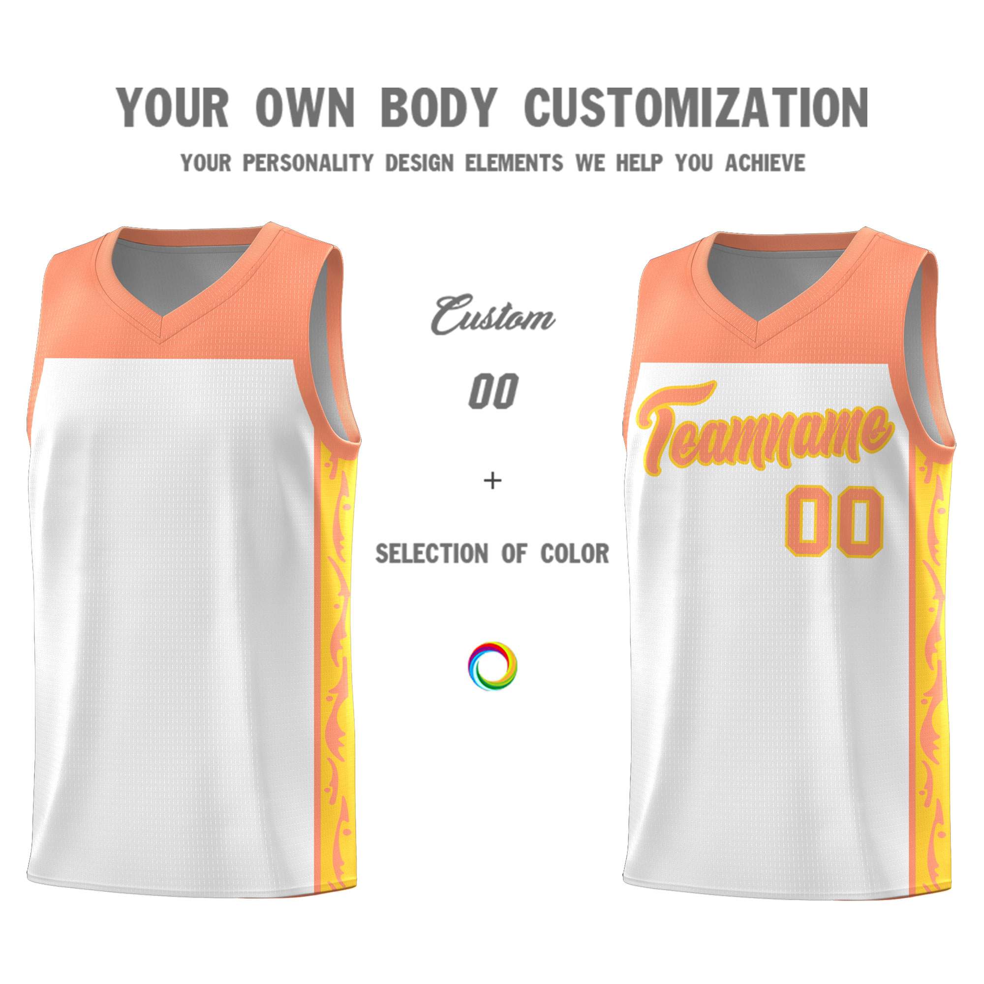 Custom White Side Pattern Sports Uniform Basketball Jersey
