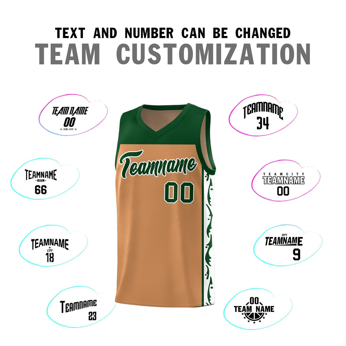 Custom Light Brown Side Pattern Sports Uniform Basketball Jersey