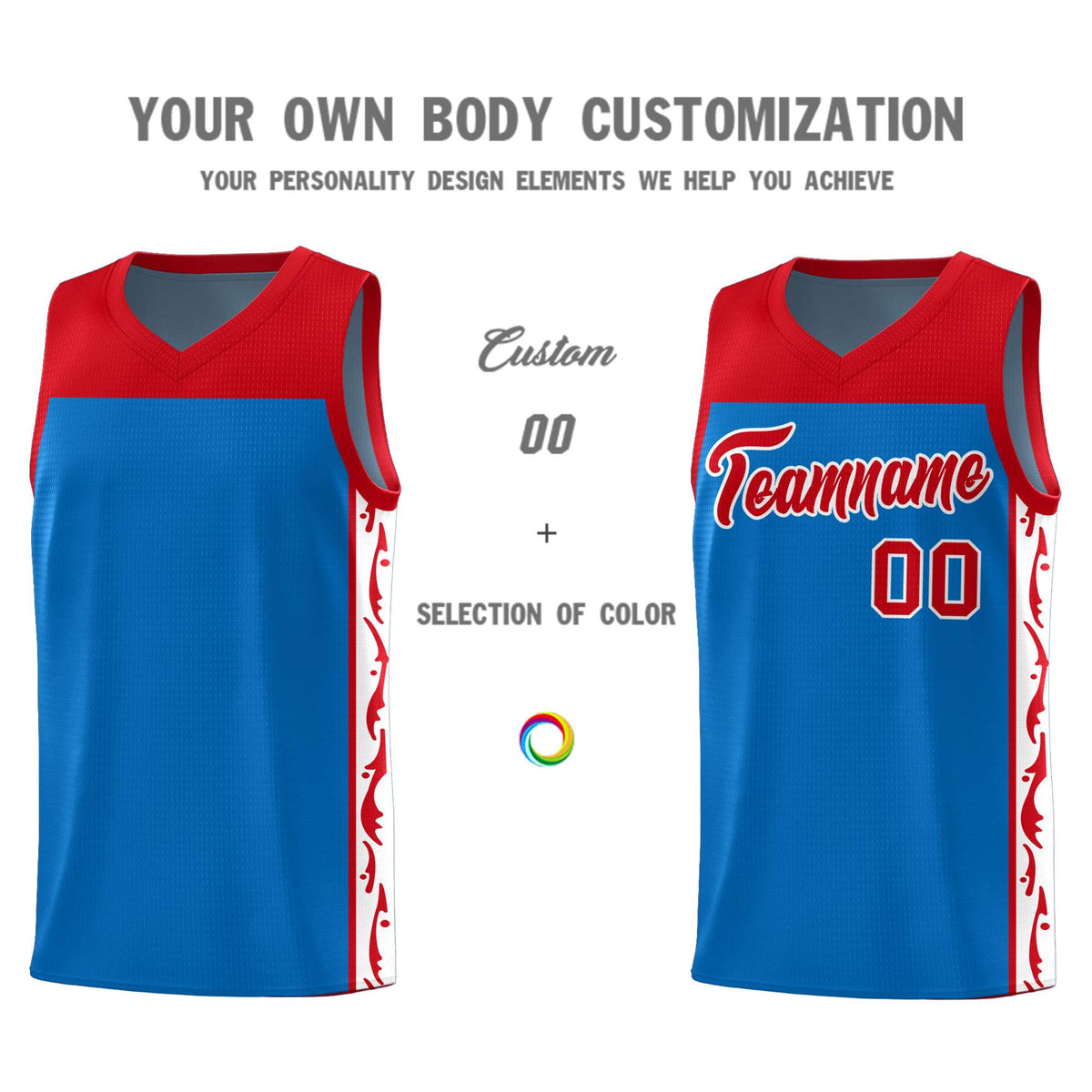 Custom Royal Side Pattern Sports Uniform Basketball Jersey