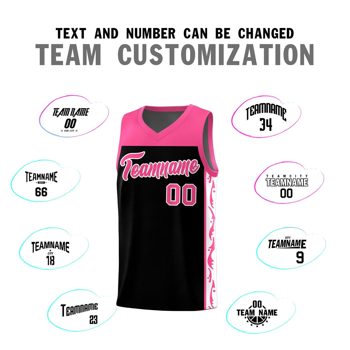 Custom Black Side Pattern Sports Uniform Basketball Jersey