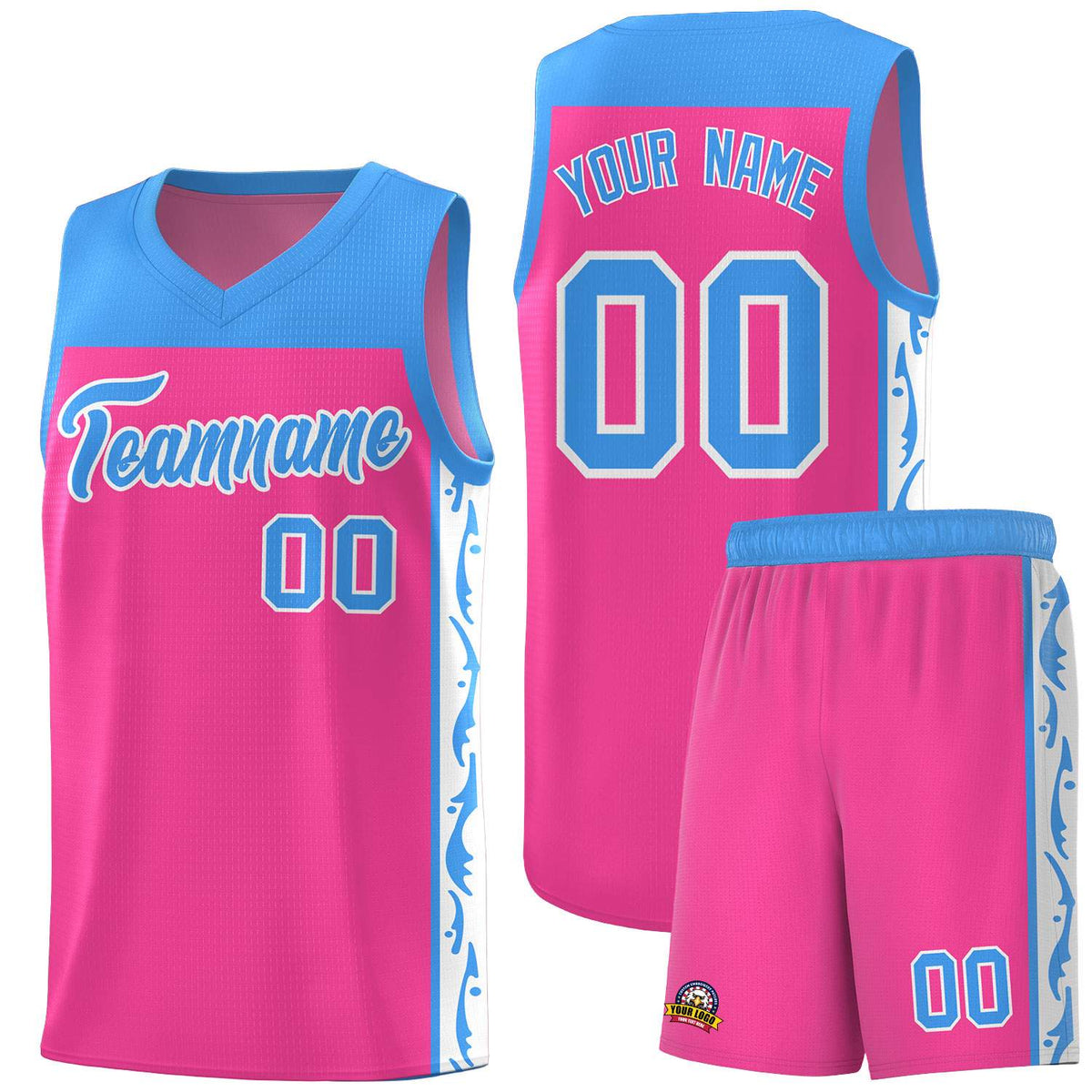 Custom Pink Side Pattern Sports Uniform Basketball Jersey