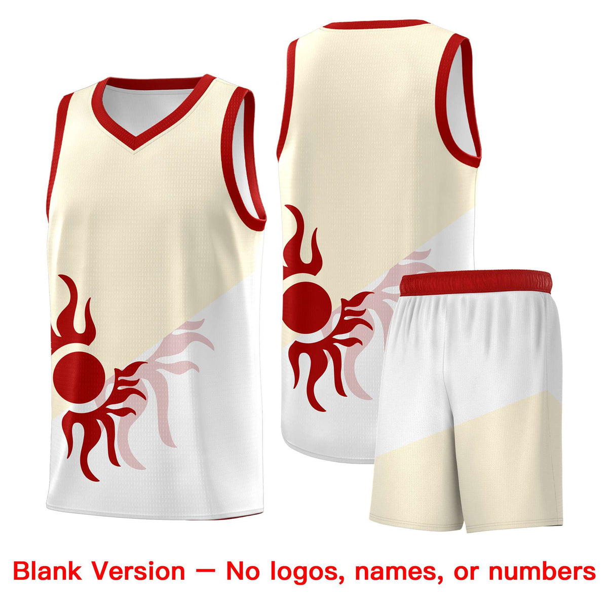 Custom Youth Basketball Jerseys - Cream White Radiant Sun Design Two Tone Uniforms