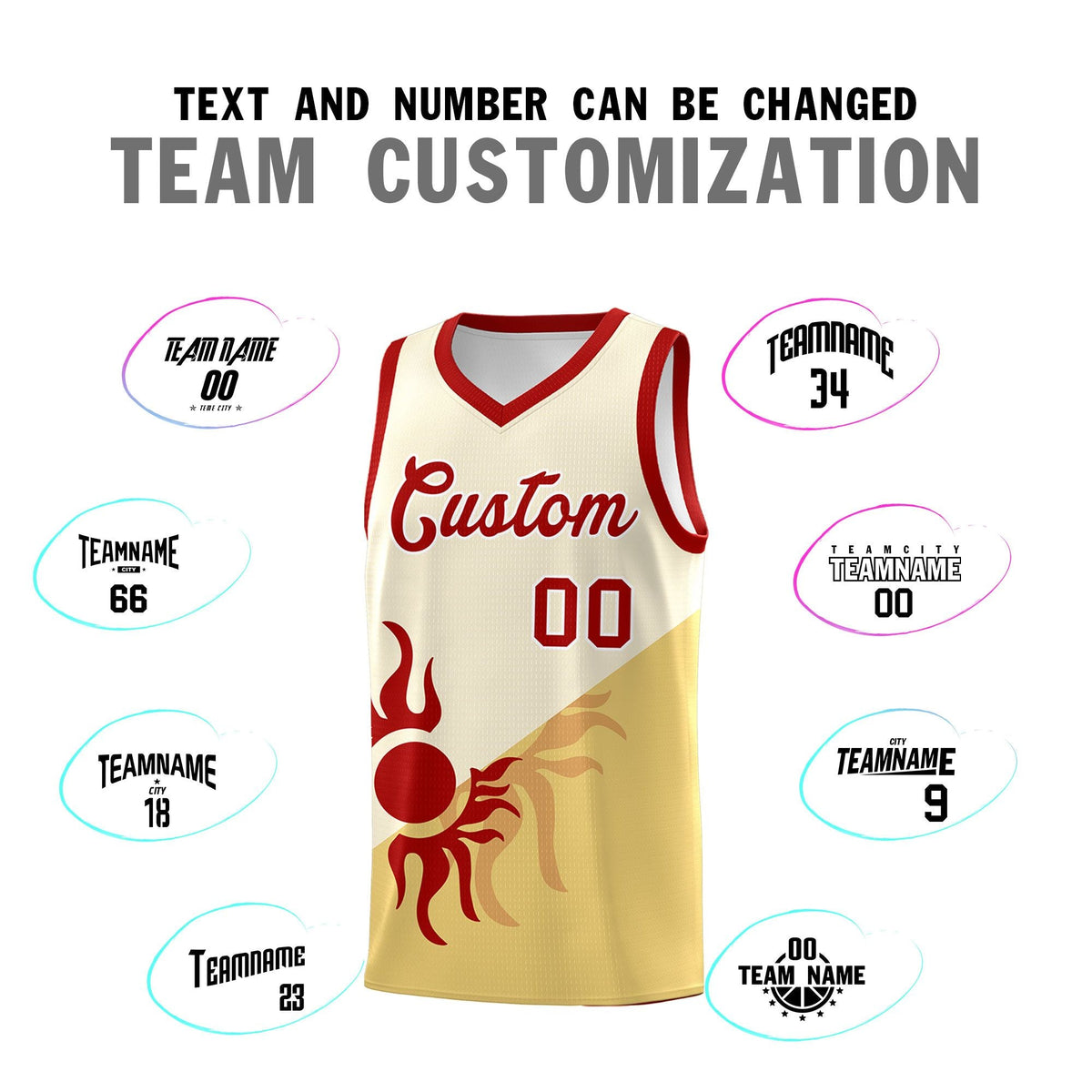 Custom Youth Basketball Jerseys - Cream Khaki Sunburst Design Two Tone Uniforms