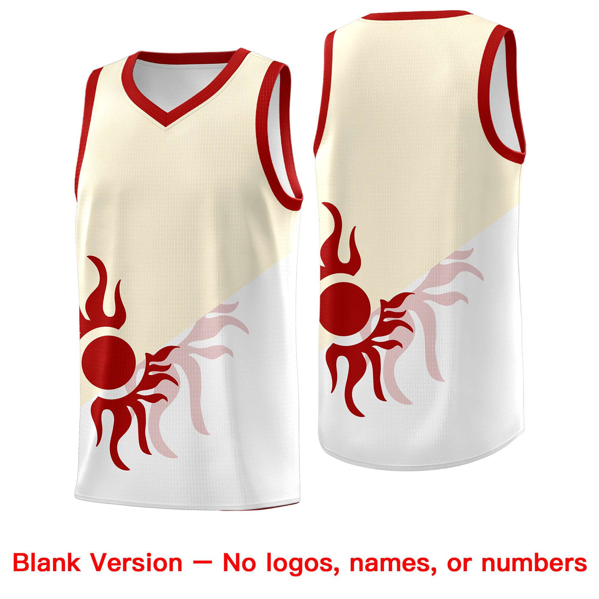 Custom Youth Basketball Jerseys - Cream White Radiant Sun Design Two Tone Uniforms