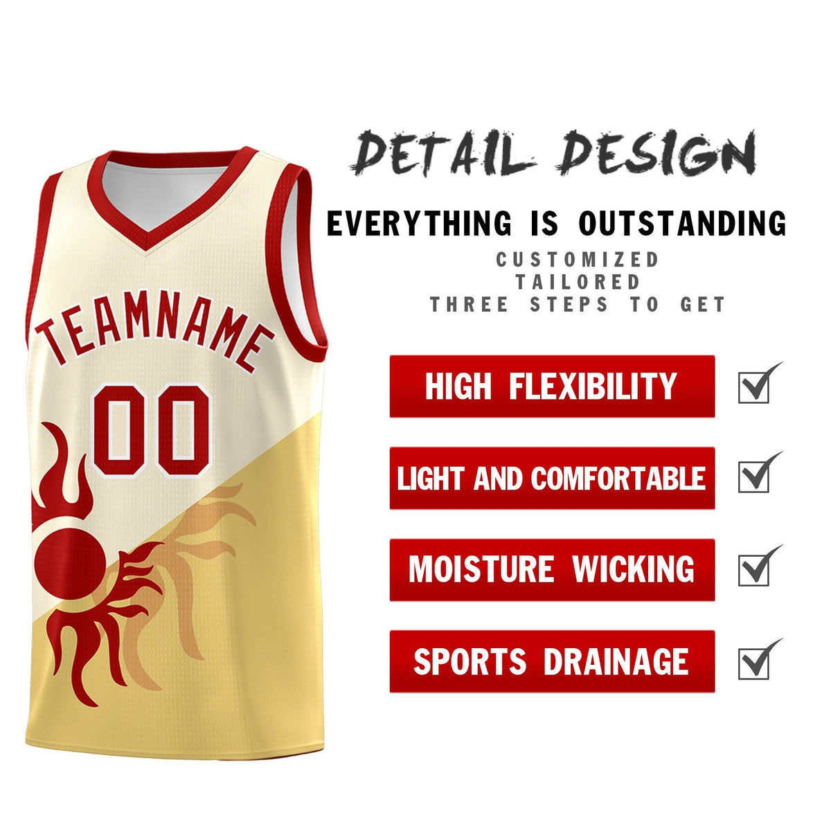 Custom Youth Basketball Jerseys - Cream Khaki Sunburst Design Two Tone Uniforms
