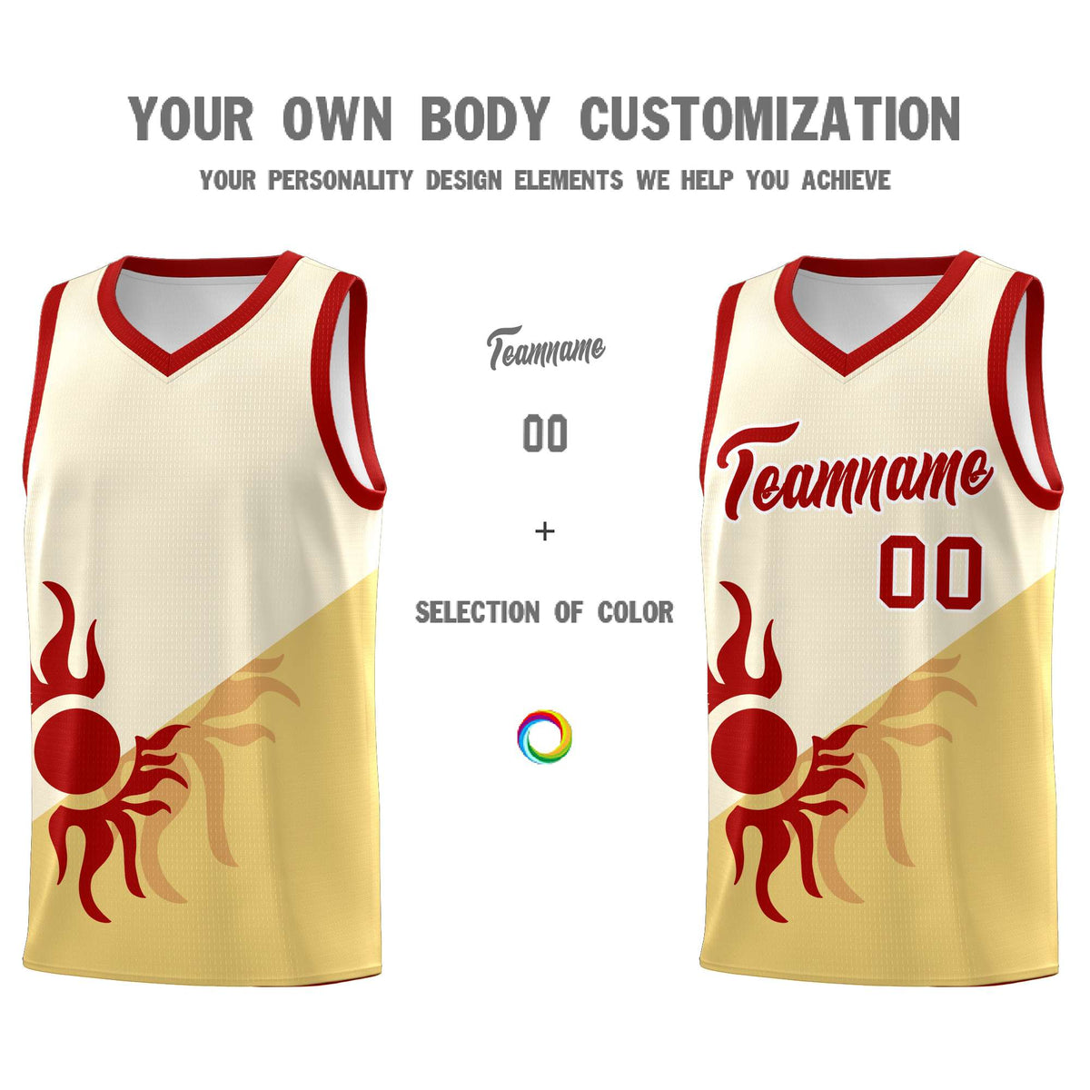 Custom Youth Basketball Jerseys - Cream Khaki Sunburst Design Two Tone Uniforms