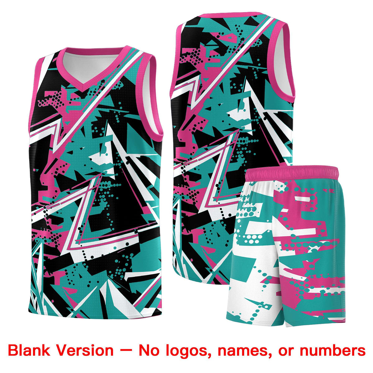 Custom Youth Basketball Jerseys Aqua Rose Red Abstract Graffiti Urban Style Personalized Uniform