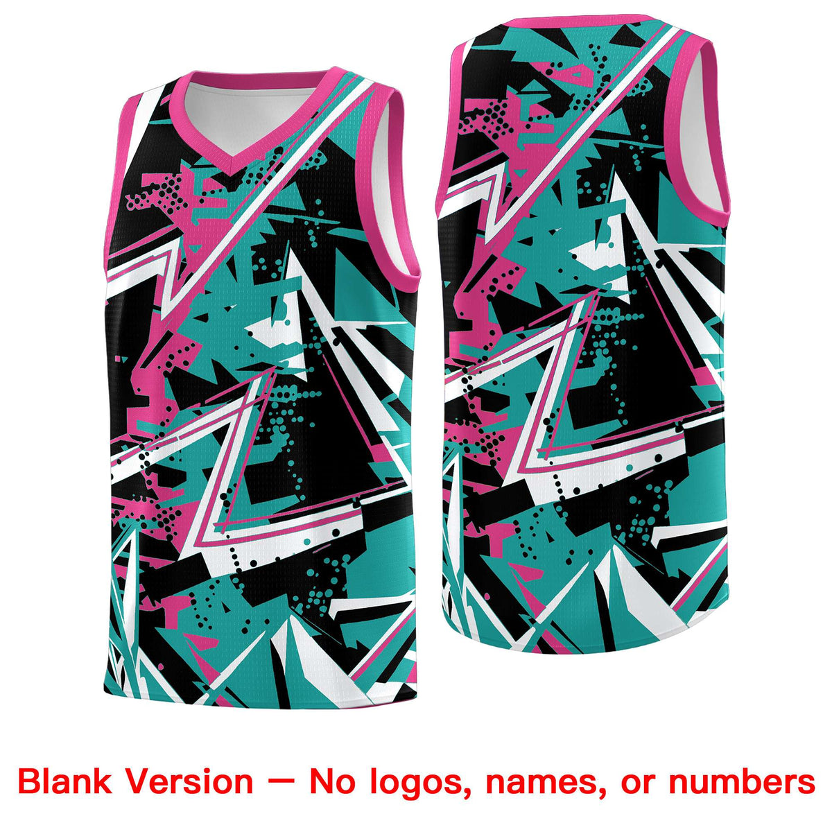 Custom Youth Basketball Jerseys Aqua Rose Red Abstract Graffiti Urban Style Personalized Uniform