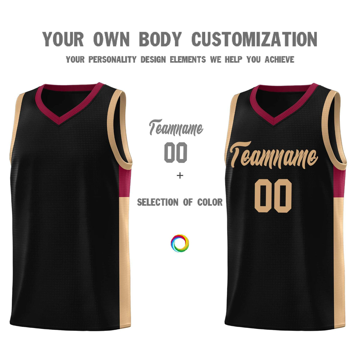 Custom Black Old Gold Side Two-Tone Classic Sports Uniform Basketball Jersey