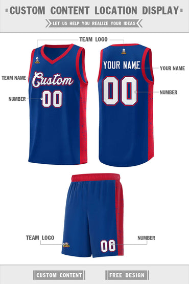 Custom Royal White-Royal Side Splash Sports Uniform Basketball Jersey