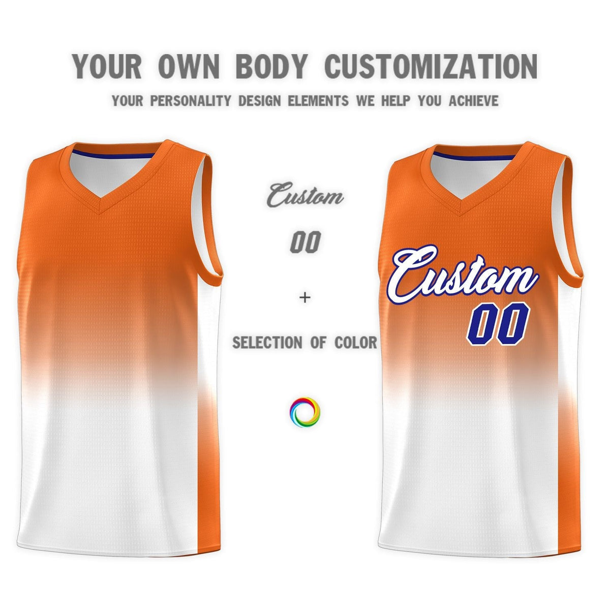 Custom Orange White Gradient Fashion Sets Sports Uniform Basketball Jersey