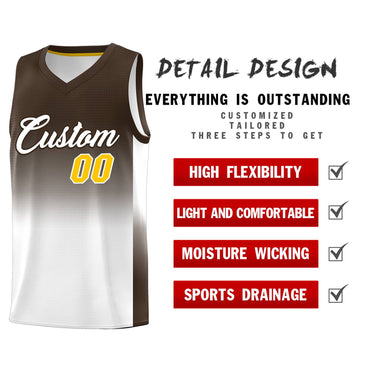 Custom Brown White Gradient Fashion Sets Sports Uniform Basketball Jersey