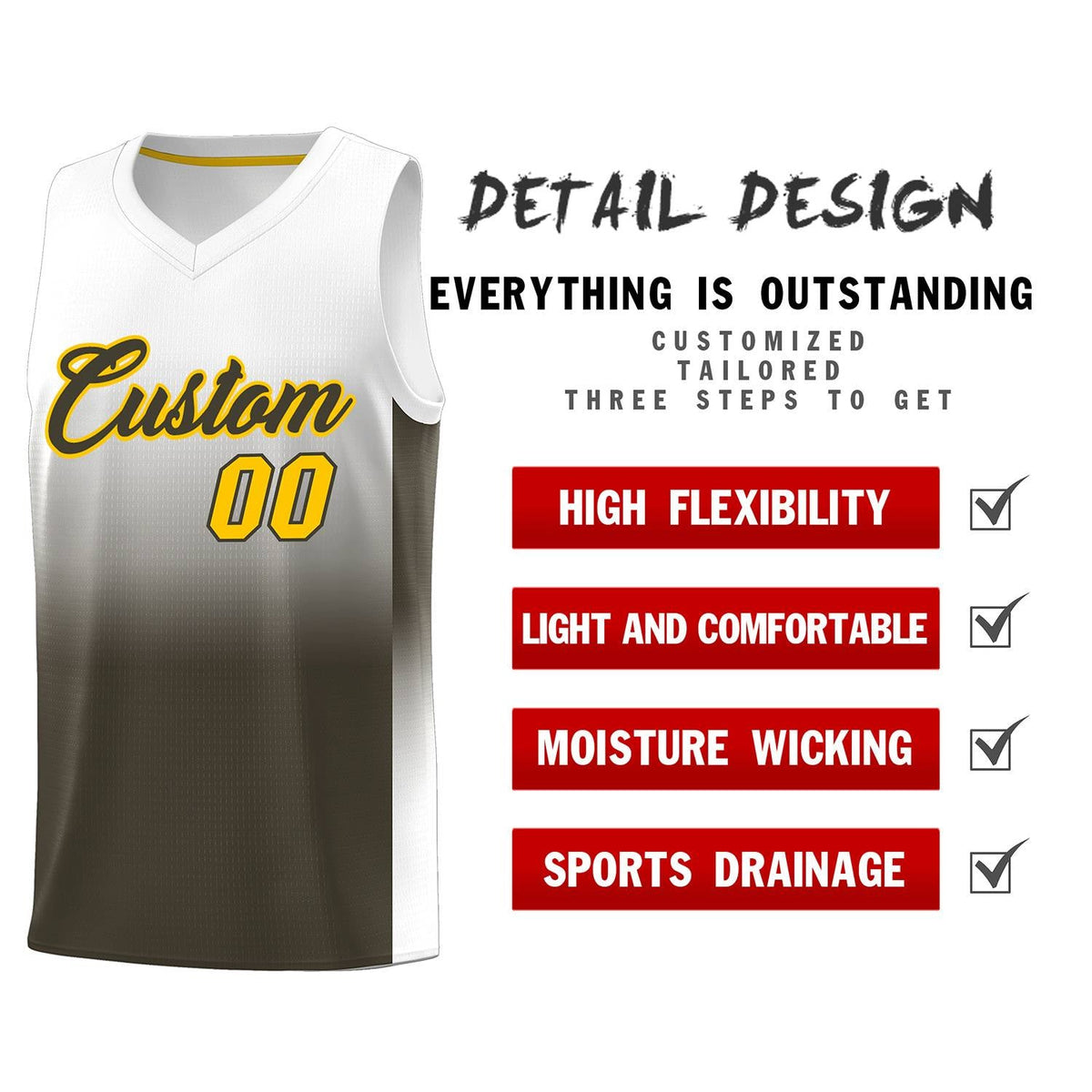 Custom White Olive Gradient Fashion Sets Sports Uniform Basketball Jersey