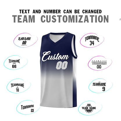 Custom Navy Gray Gradient Fashion Sets Sports Uniform Basketball Jersey