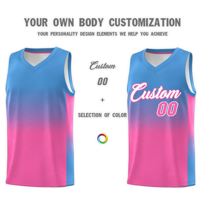 Custom Powder Blue Pink Gradient Fashion Sets Sports Uniform Basketball Jersey