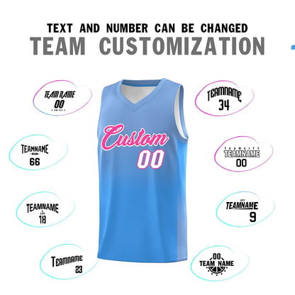 Custom Light Blue Powder Blue Gradient Fashion Sets Sports Uniform Basketball Jersey