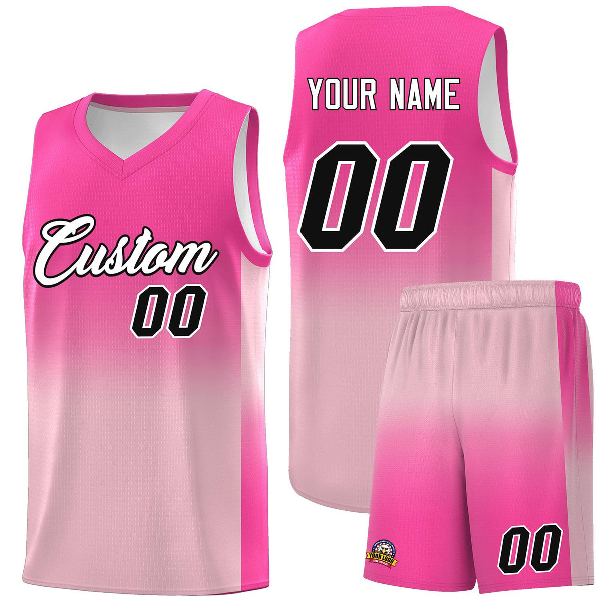 Custom Pink Light Pink Gradient Fashion Sets Sports Uniform Basketball Jersey