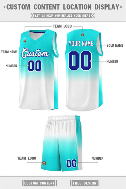 Custom Bright Green White Gradient Fashion Sets Sports Uniform Basketball Jersey