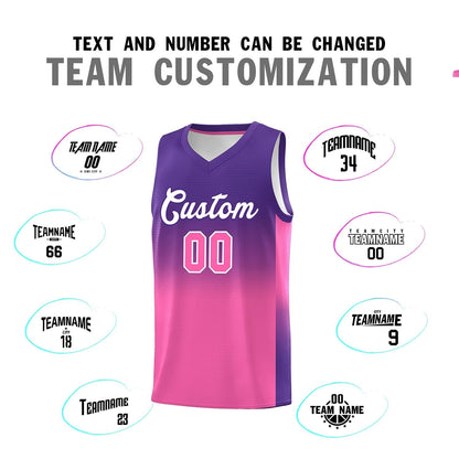 Custom Purple Pink Gradient Fashion Sets Sports Uniform Basketball Jersey