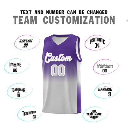 Custom Purple Gray Gradient Fashion Sets Sports Uniform Basketball Jersey