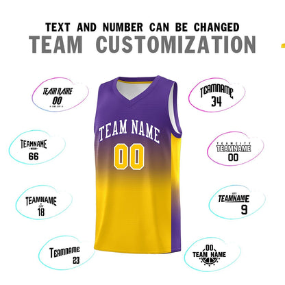 Custom Purple Gold Gradient Fashion Sets Sports Uniform Basketball Jersey