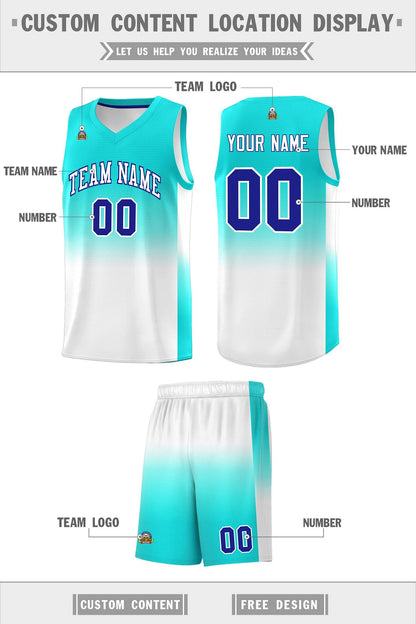 Custom Bright Green White Gradient Fashion Sets Sports Uniform Basketball Jersey