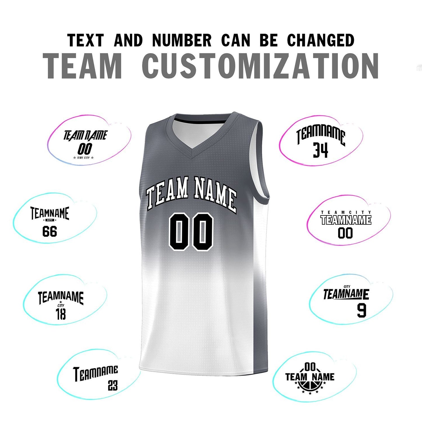 Custom Dark Gray White Gradient Fashion Sets Sports Uniform Basketball Jersey