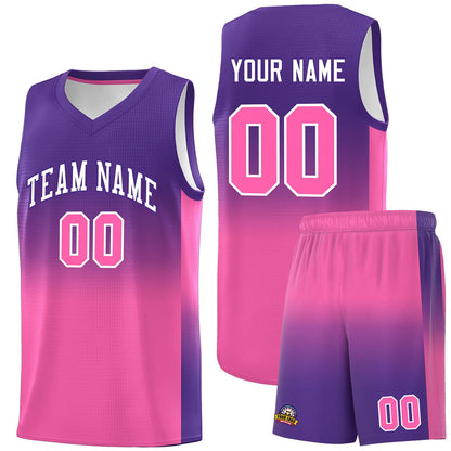 Custom Purple Pink Gradient Fashion Sets Sports Uniform Basketball Jersey