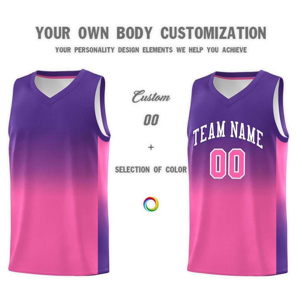 Custom Purple Pink Gradient Fashion Sets Sports Uniform Basketball Jersey