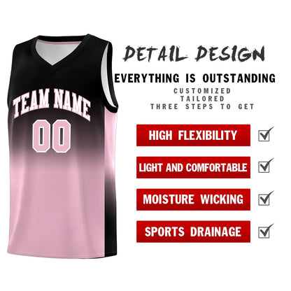 Custom Black Light Pink Gradient Fashion Sets Sports Uniform Basketball Jersey