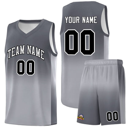 Custom Dark Gray Gray Gradient Fashion Sets Sports Uniform Basketball Jersey