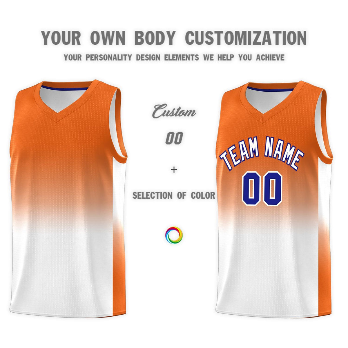 Custom Orange White Gradient Fashion Sets Sports Uniform Basketball Jersey