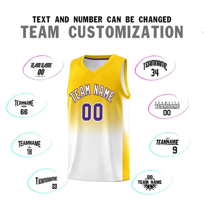 Custom Gold White Gradient Fashion Sets Sports Uniform Basketball Jersey