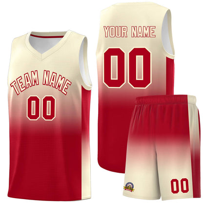 Custom Cream Red Gradient Fashion Sets Sports Uniform Basketball Jersey