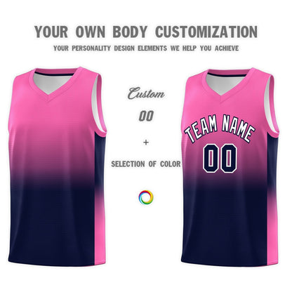 Custom Pink Navy Gradient Fashion Sets Sports Uniform Basketball Jersey