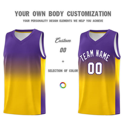 Custom Purple Gold Gradient Fashion Sets Sports Uniform Basketball Jersey